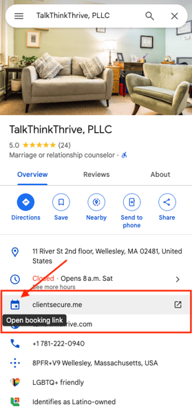 Appointment Link - Google Business Profile