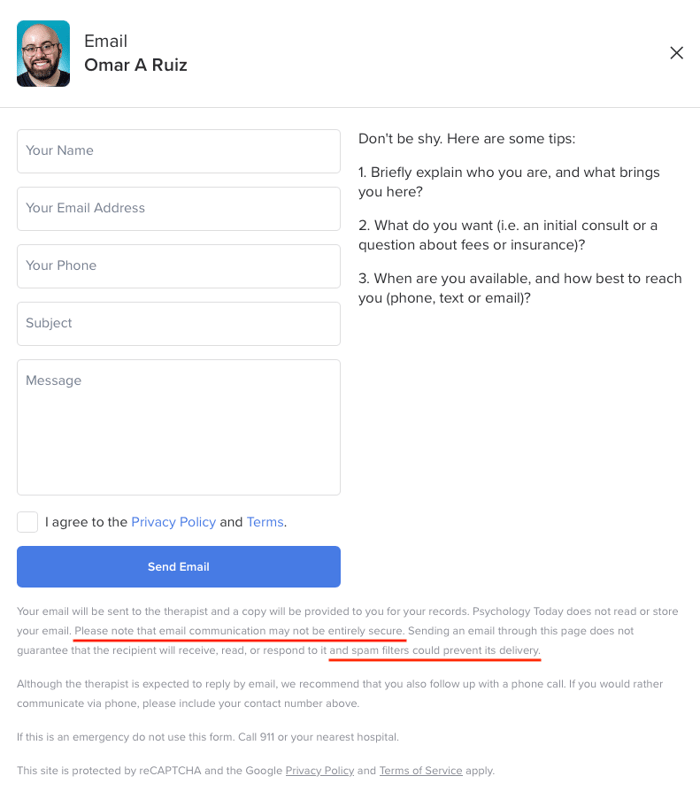 Contact Form - Psychology Today