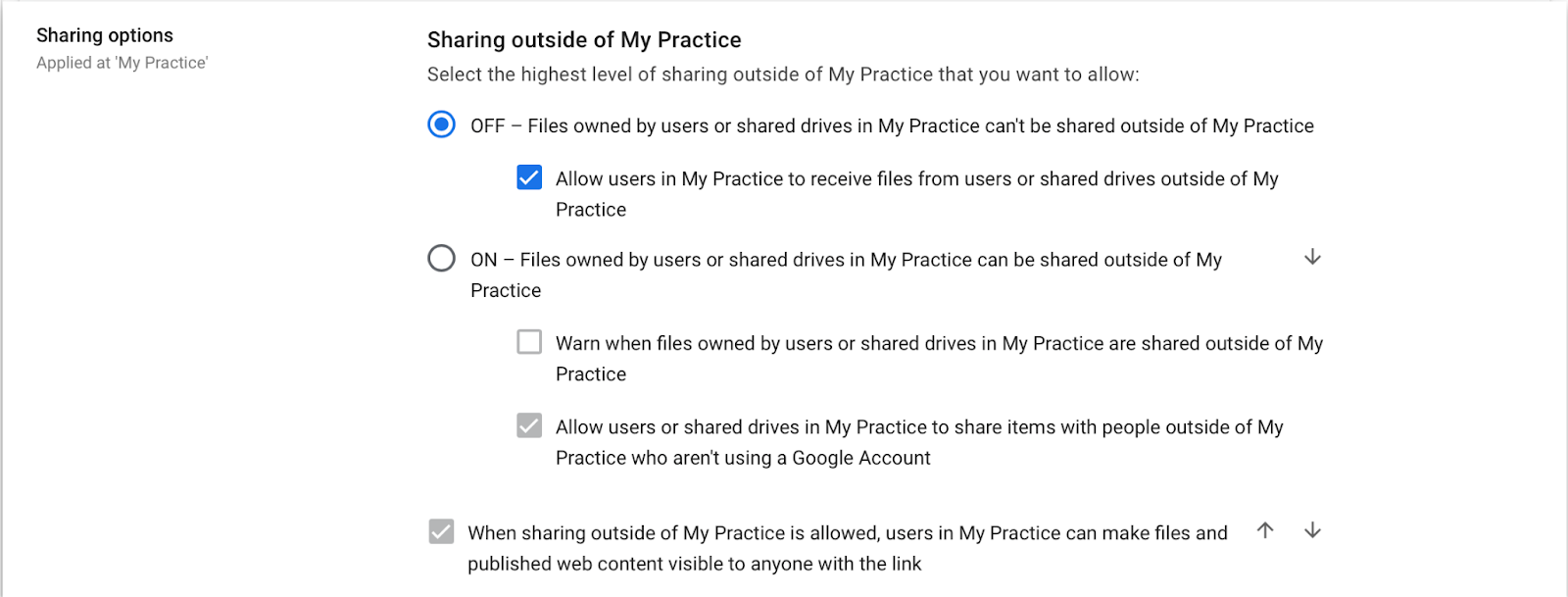 Google Drive - Sharing Outside
