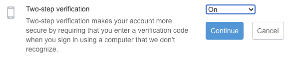 Two-step verification on