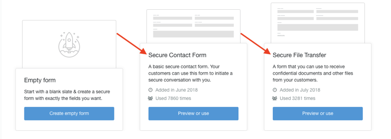 Choose a new secure form specifically for receiving client information