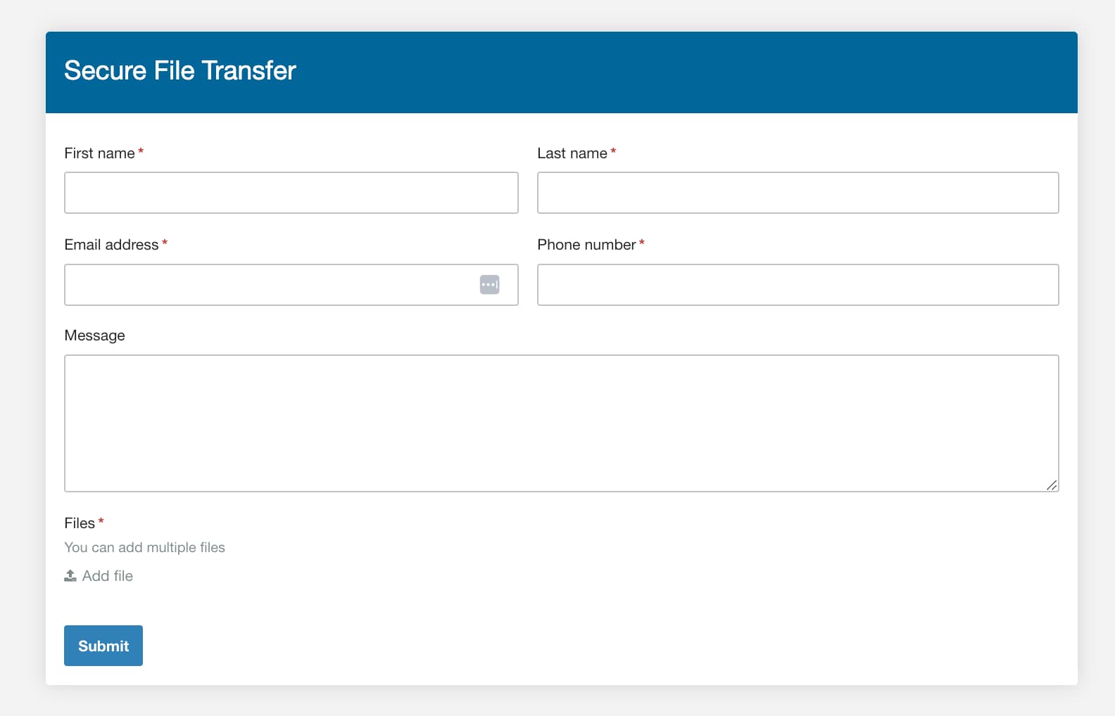 Secure File Transfer form