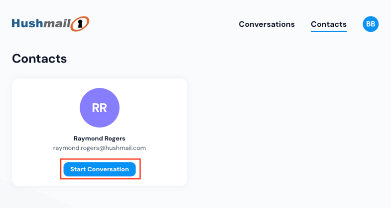 Start Conversation - Hushmail's Message Centre
