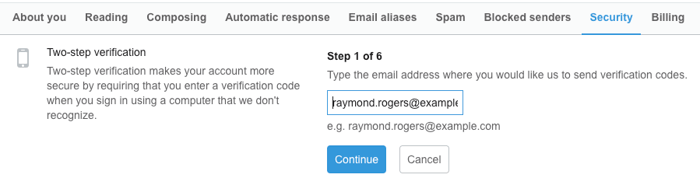 Email verification - Two-step