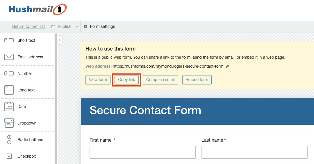 How to get an NPI endpoint with Hush™ Secure Forms