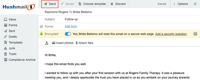 Sending your email