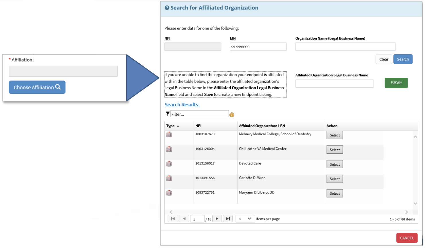 Endpoint affiliation