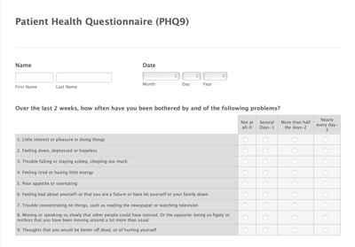 Patient Health Questionnaire PHQ9