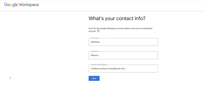 Google Workspace Personal Details