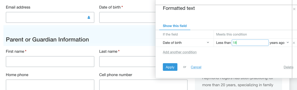 Parent guardian condition setup 1