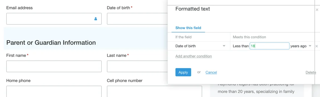 Parent guardian condition setup 1