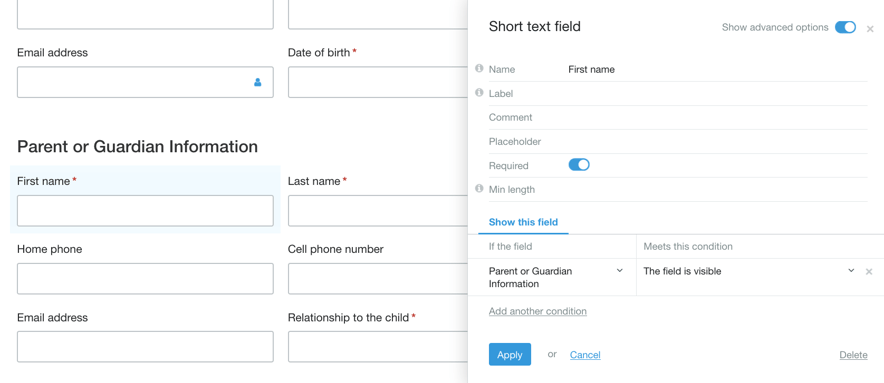 Parent guardian condition setup 2