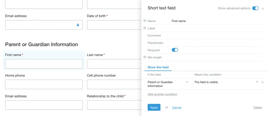 Parent guardian condition setup 2