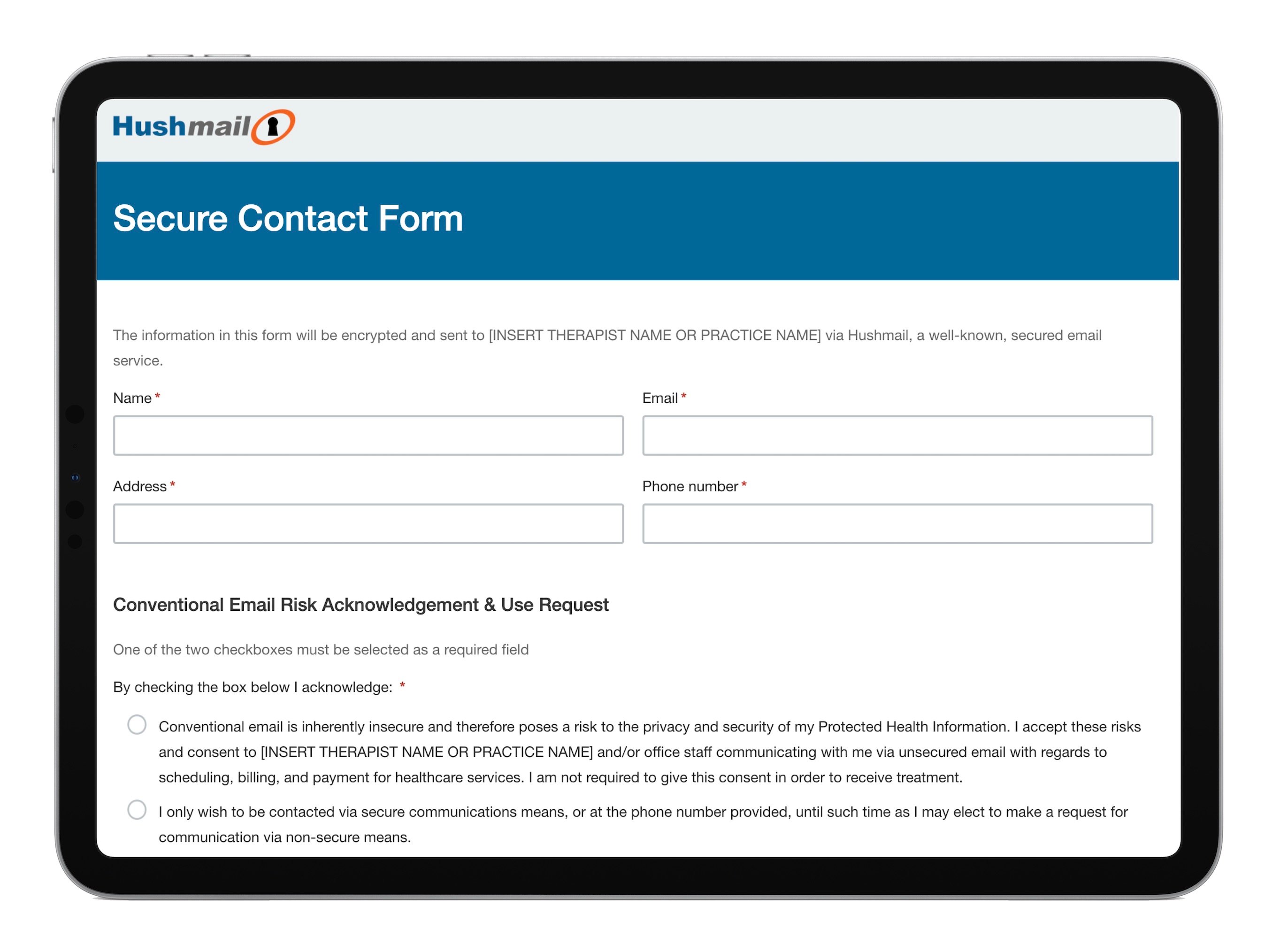 Secure contact form